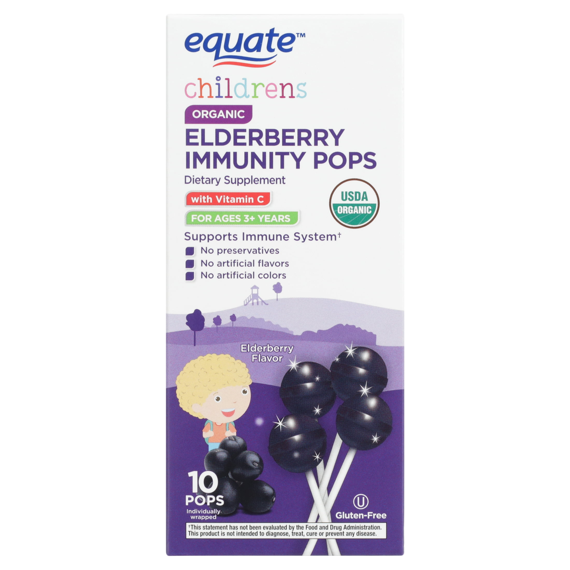 Equate Children's Organic Elderberry Immunity Pops, 10 Count