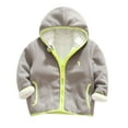 thumbnail image 5 of Lovskoo 2-7Y Boys and Girls Polar Fleece Jacket Trendy Solid Color Cute Plush Thick Keep Warm Zipper Hoodie Outerwear Winter Coat Gray, 5 of 5