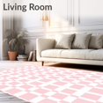 thumbnail image 2 of ODIKA 3'x5' Machine Washable Non-Slip Area Rug, Checkered Plaid Lattice Flooring Decoration Accent High Traffic Rug, Pink, 470736, 2 of 7