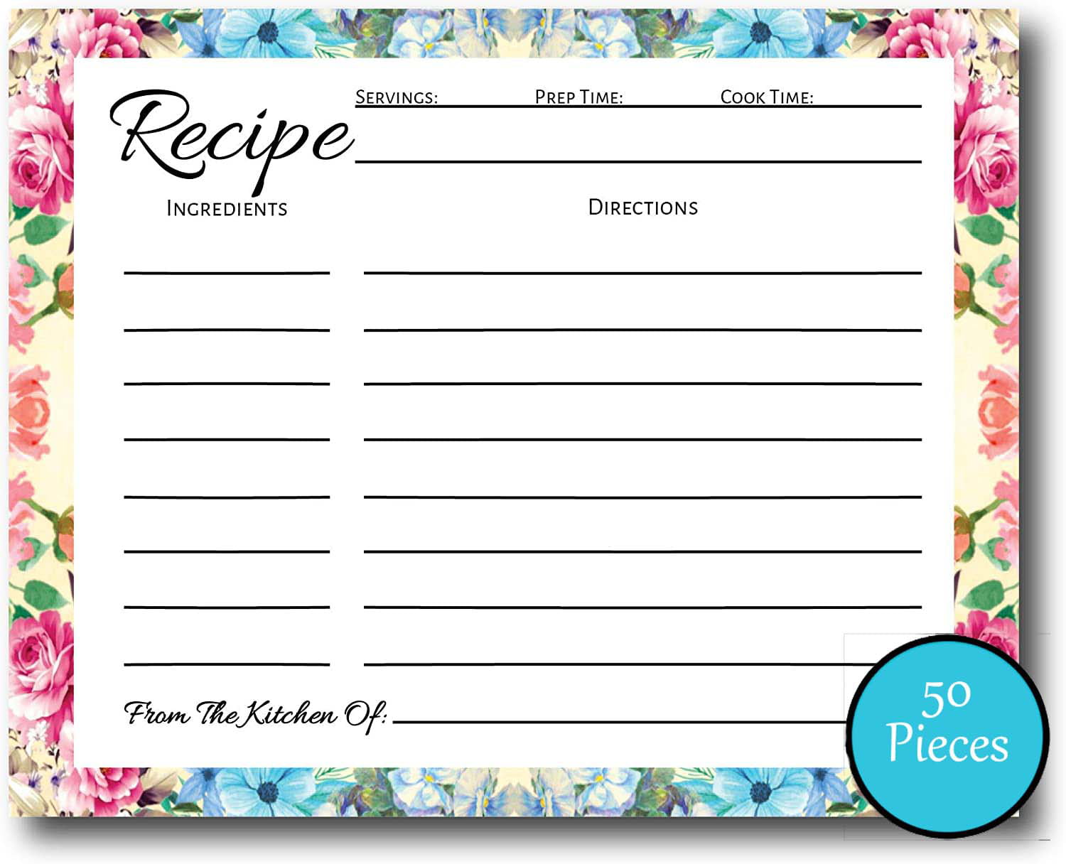 pioneer-woman-style-floral-recipe-cards-5x7-50-pcs-flower-recipe