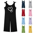 thumbnail image 4 of Bigetiay Little Girls Romper Sleeveless Casual School Romper Letter Graphic Jumpsuit with Pockets for Daily Wear Toddler Girl Jumpsuit 5-6 Years, 4 of 6