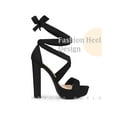 thumbnail image 3 of BLISSFUL STEP Platform Lace Up Block Heels Sandals for Women Black 9, 3 of 5