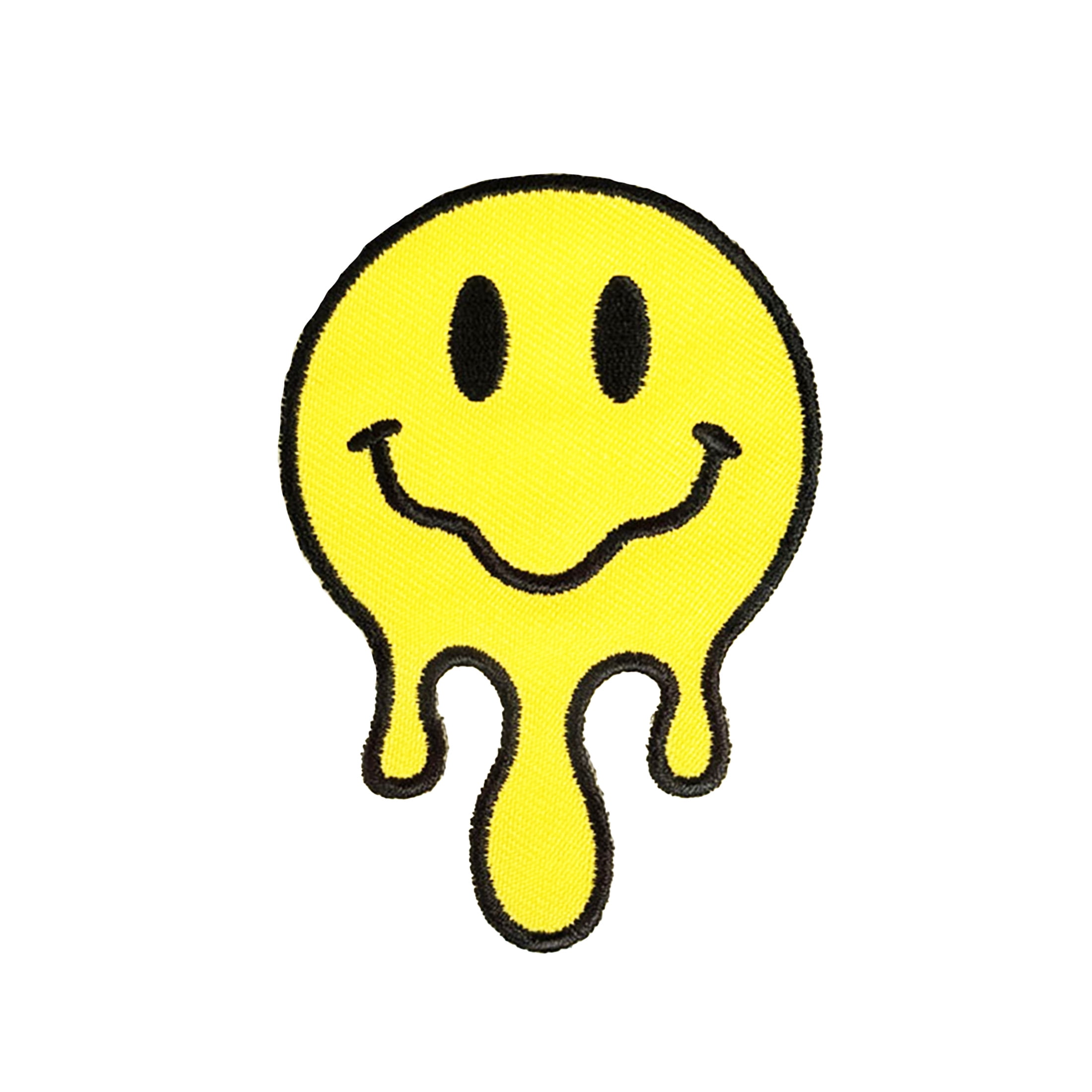 Écusson thermocollant brodé Smiley Melting LA VOGUE, 1 pièce — ~11,43 × 8,89 cm (4,5 × 3,5 po)