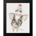 thumbnail image 2 of Hollihocks Art 12x14 Black Modern Framed Museum Art Print Titled - Cozy Pig, 2 of 5