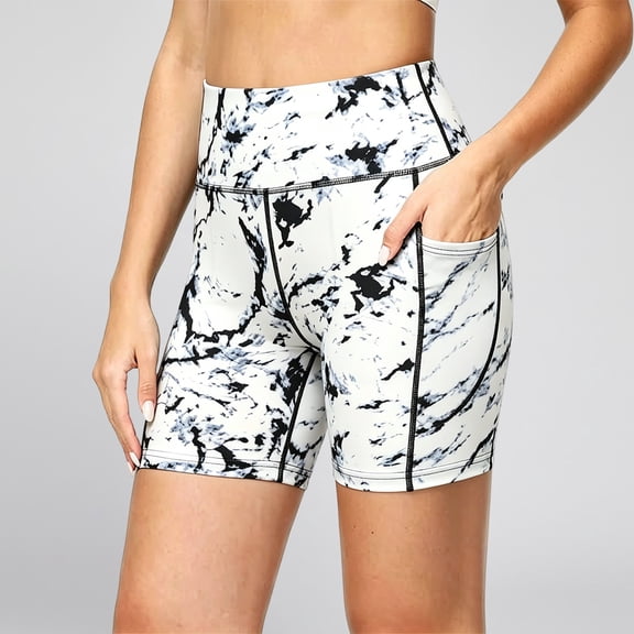 Yoga Shorts for Women High Waist Lifting Pocket Stretchy Slim Fit Stylish Print Gym Shorts for Sporty Wear OTHER L
