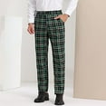 thumbnail image 7 of Stamzod Mens Pants Stretch Flat Front Business Casual Pants with Pocket Plaid Printed Straight Dress Pants for Men Army Green-3 XXXL, 7 of 7