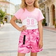 thumbnail image 2 of CAIVO Kids Girls Summer Outfit Sets Fashion Letter Print O-Neck Sleeveless Tops With Shorts Two Piece Cute Casual Playwear Leisure Clothing Sets, 2 of 9