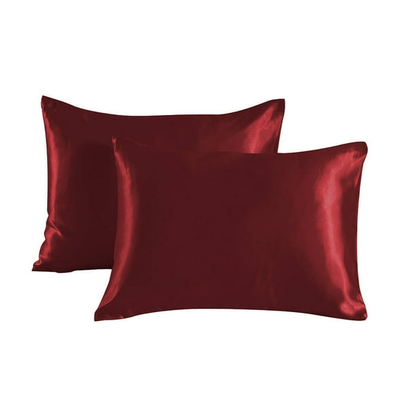AUQ 2 Pcs Silk Pillow Cases,20"×40" Skin-Friendly Satin Pillowcase,Breathable and Reduces Frizz Blissy Silk Pillow Cases,Red
