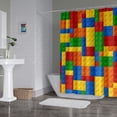 thumbnail image 4 of Faitove Kids Shower Curtain for Bathroom Boys Girls Funny Fabric Colorful Blocks Shower Curtain Set Yellow Red Blue Green Waterproof Decor 72" x 72" Polyester, 4 of 6