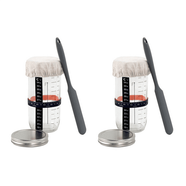 2X Glass Airtight Jar Sourdough Maker Natural Fermentation Jar with Lid and Scale Dough Fermentation Kit