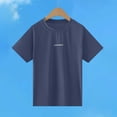 thumbnail image 3 of FRSASU Childrens T-Shirt Summer Round Neck Drop Shoulder Short Sleeve Tee Label Letter Casual Loose Basic Tee Navy, 3 of 5