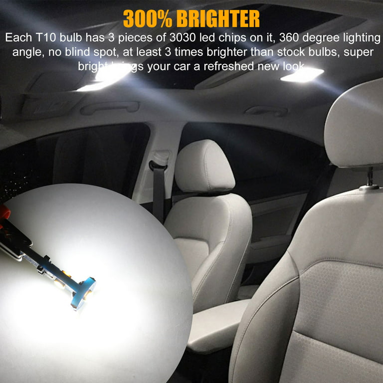 20x T10 LED Bulb 6000K White W5W 168 Car Interior Lights Dome