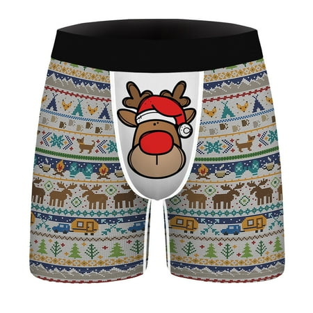 

DNDKILG Male Comfort Soft Briefs for Men Stretch Christmas Trunks Pouch Breathable Underwear Gray L