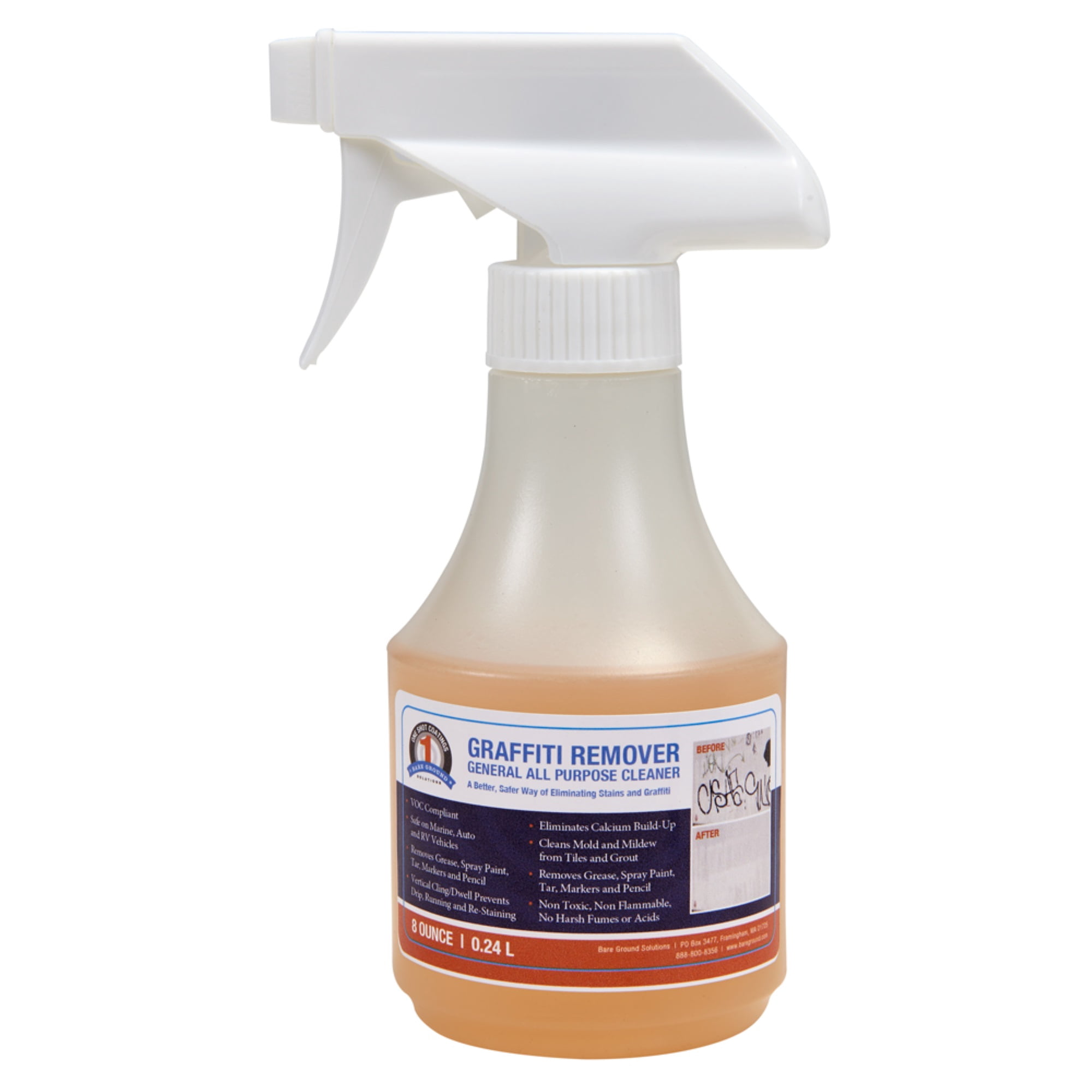 1 Shot Graffiti Remover and Cleaner (8 oz) with trigger sprayer by Bare Ground