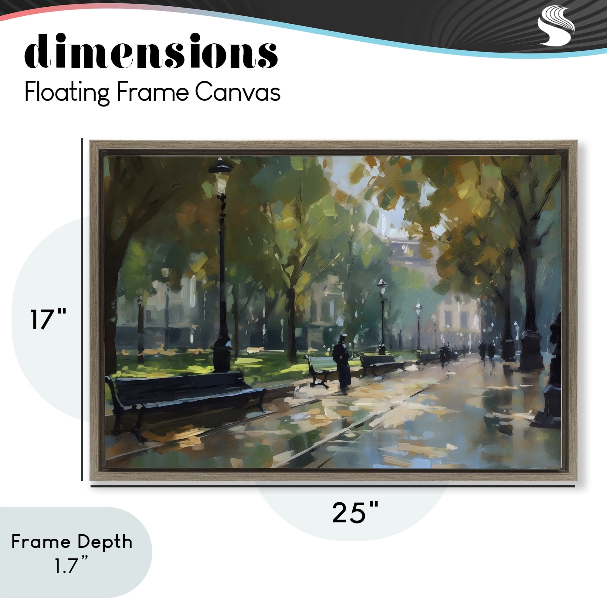 Stupell Industries Park Promenade on Rainy Day Brown Framed Floater Canvas Wall Art, design by Creative Studio