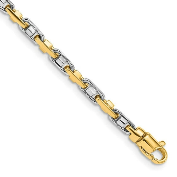 Primal Gold 14 Karat Two-tone 3.5mm Fancy Link Chain Bracelet