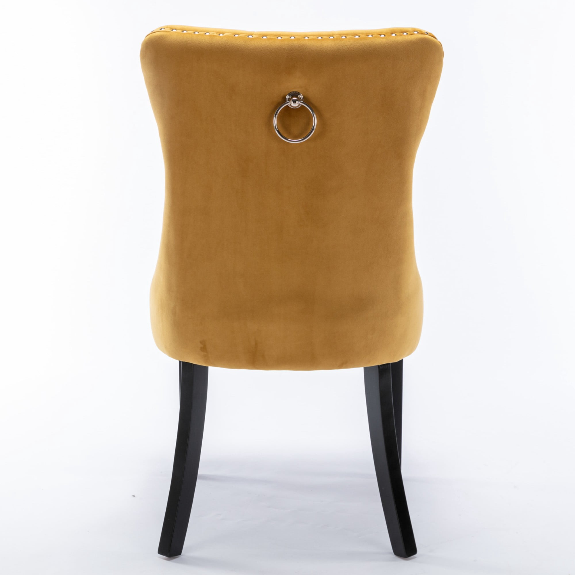 BSHTI 37.5" Velvet Upholstered Contemporary Dining Chairs Set of 2, Tufted Parson Wingback Chair with Nailhead Trim for Kitchen Dining Room(Glod)