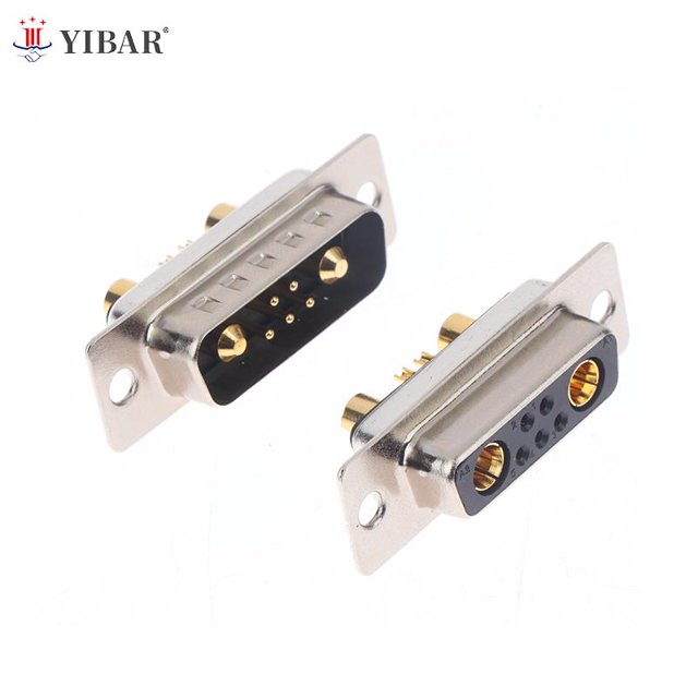 1PC 7W2 30A Gold plated Male Female high current Connector D-SUB adapter solder type 5+2 plug jack high power 7 Power Position30A female He Qiyong unisex