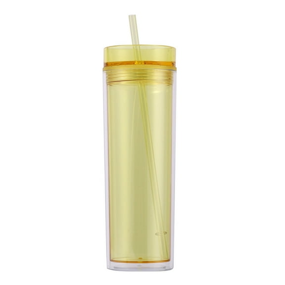 1 Pcs Plastic Skinny Tumbler, Double Wall Clear Plastic Tumblers, Reusable Cup Double-Wall Clear Tumbler with Lid and Straw for Parties DIY Gifts 16oz