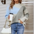 thumbnail image 2 of REDHOTYPE Femmes Demi Col Haut Couleur Bloquant Pull en Tricot Col Rond Imprimé Pull Top, 2 of 5
