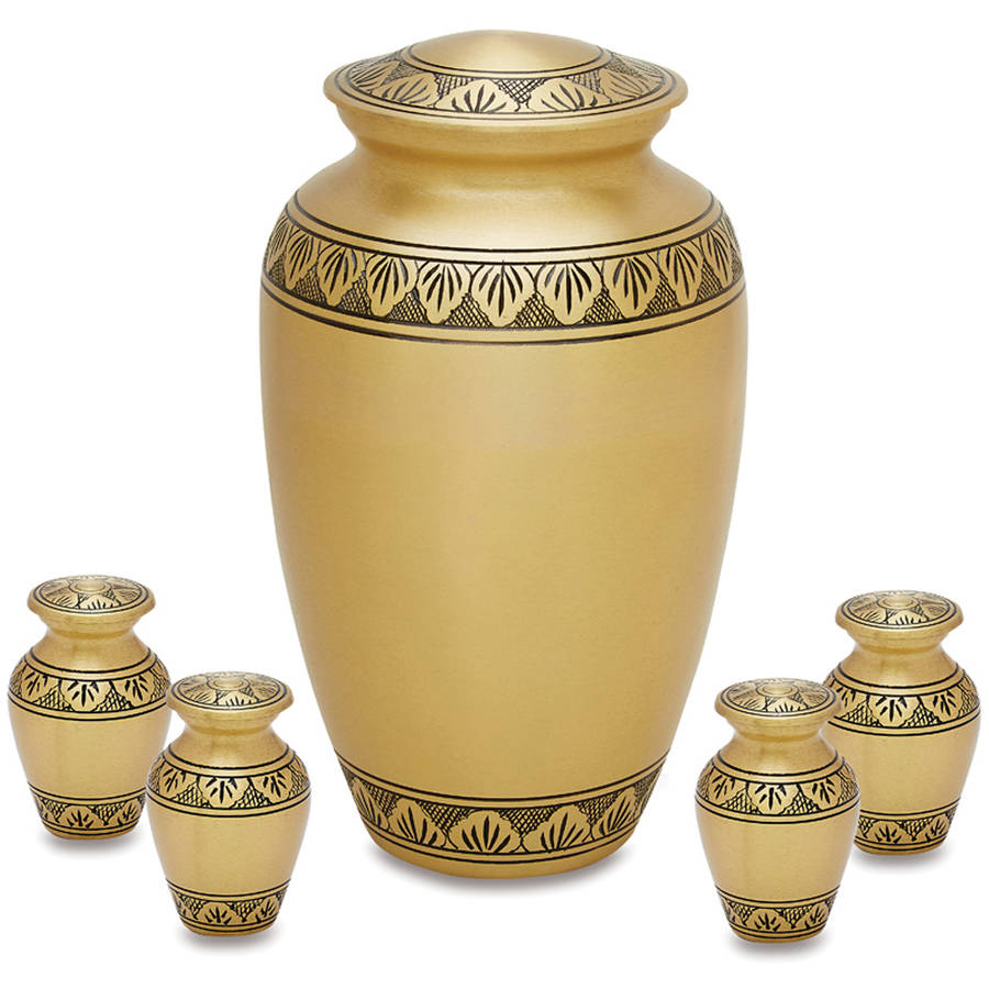 Urnsdirect2u Dignity Bronze Adult Cremation Urn with 4 Tokens