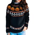 thumbnail image 1 of YEMOCILE Suéter de punto de Halloween para mujer con lindo patrón de fantasma, ropa de calle gótica con mangas largas, 1 of 4