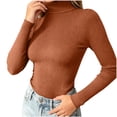 thumbnail image 5 of Women's Turtleneck Ribbed Sweaters Solid Long Sleeve Pullover Tops Slim Fitted Soft Lightweight Winter Fashion Outfits, 5 of 7