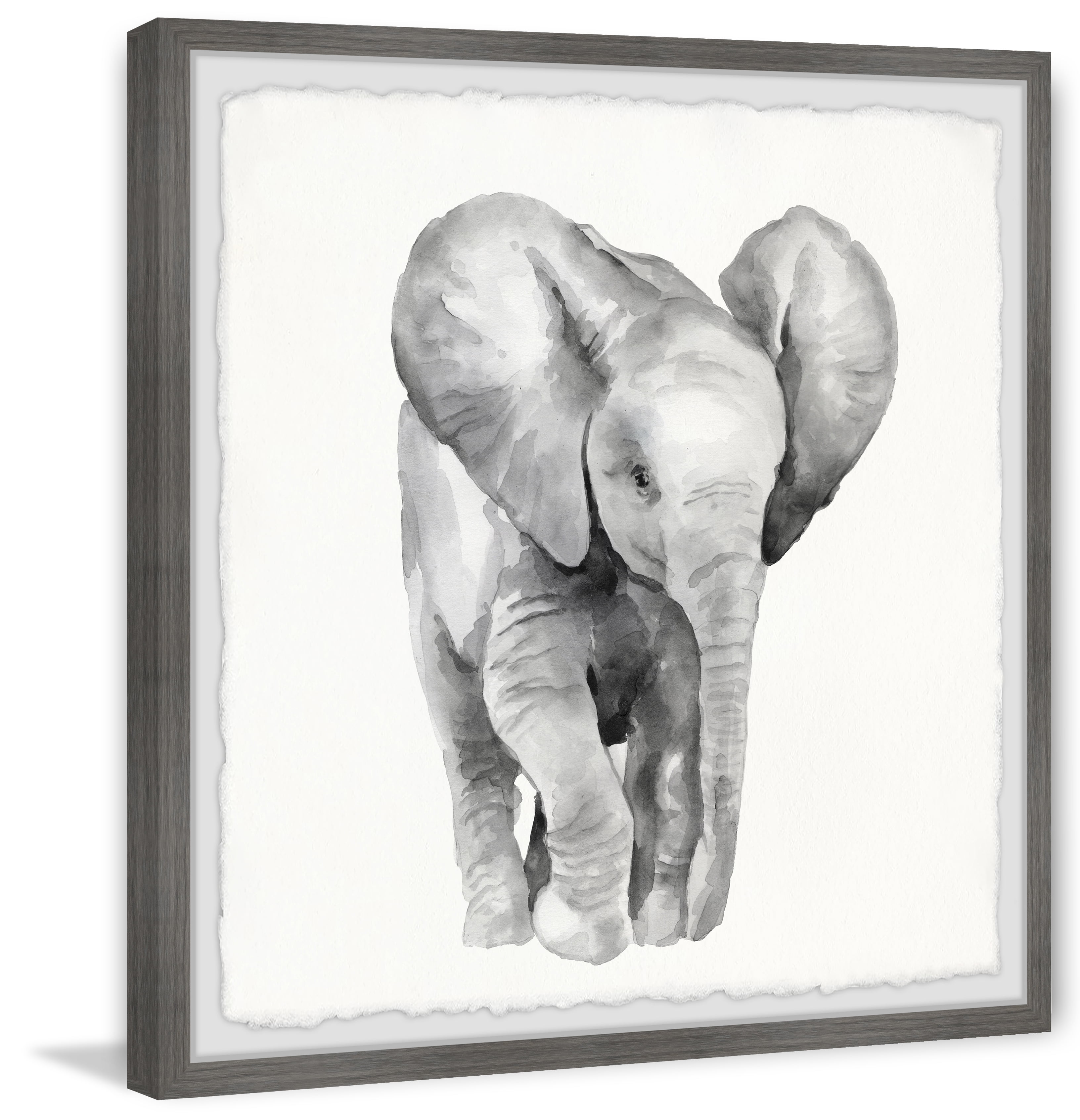 Marmont Hill Lonely Elephant Framed Wall Art, 24" x 24"