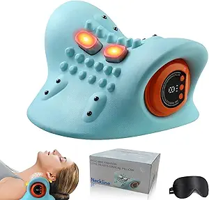 Neckline Massager, 4 In1 Massager, with Heat & Comfortable Stretching, Adjustable Intensity for Neck & Shoulder Relaxation at Home,Office,Travel