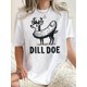 thumbnail image 1 of 1pc Women'S Casual Round Neck Short Sleeve T-Shirt with Creative Dill Doe Print, Fashionable animal Pattern, Cotton Knit Fabric, Comfortable Summer Top for all Seasons, 1 of 6