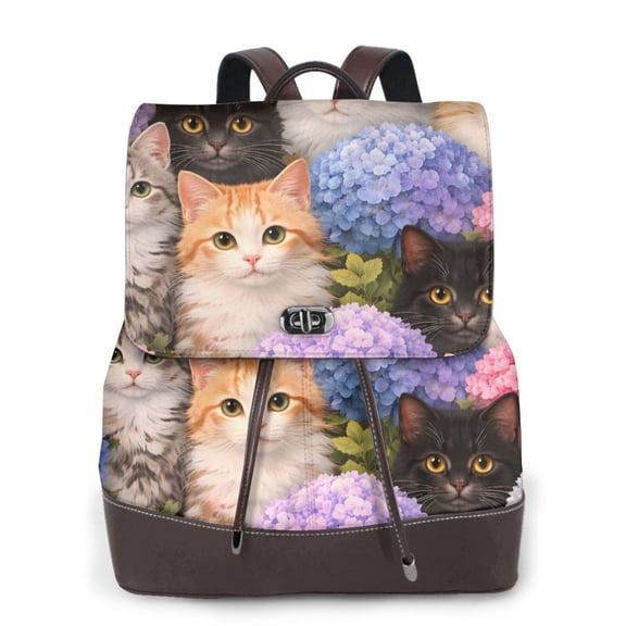 Cat Lovers Women's Leather Backpack All-Over Print Bag for Work and Travel