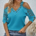 thumbnail image 6 of Tops for Women Trendy Blouses Women Dress Shirts And Blouses for Work Tech Shirt Woman Thermal Womens Casual Tops Short Sleeve Sports T Shirts Leopard Print Long Sleeve Shirt Pack Long Blue 2XL, 6 of 6