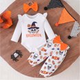 thumbnail image 2 of TOWED22 Baby Girl Halloween Clothes Toddler Infant Fall Winter Outfits Ghost Romper Newborn Girls’ Clothing Set,6-12 M, 2 of 4