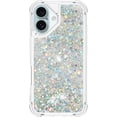 thumbnail image 2 of Case for iPhone 16 Plus Case Glitter Bling Liquid Cute Clear Phone Case,Floating Quicksand Shockproof Protective Bumper Soft TPU Cover for iPhone 16 Plus 6.7 inch Love Sliver YB, 2 of 14
