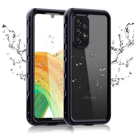 ELEHOLD for Samsung Galaxy A32 5G Waterproof Case, Fingerprint Unlock Wireless Charging Clear Built in Screen Protector 360˚ Full Body Heavy Duty Shockproof Anti-Scratch Rugged Slim Case, Black
