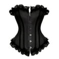 thumbnail image 2 of POIUYTR Womens Corsets Floral with Black Lace Trim Corset Satin Overbust Waist Cincher Bustier Steampunk Corset, 2 of 7