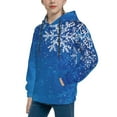 thumbnail image 2 of Kdxio Blue Christmas With Snowflakes Pattern Boys Athletic Unisex Boys Girls Hoodie with Pocket Sweatshirts-X-Large, 2 of 6