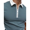 thumbnail image 3 of DYMADE Men Casual Solid Color Lapel Short Sleeved T-shirt 1/2 Zipper Top, 3 of 4
