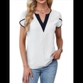 thumbnail image 3 of Camisetas de Corta con Cuello en V para Mujer, Blancas, Talla XL, 3 of 8