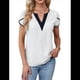 thumbnail image 3 of Camisetas de Corta con Cuello en V para Mujer, Blancas, Talla XL, 3 of 8