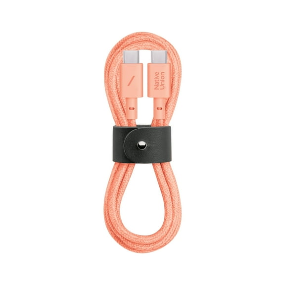 Native Union Type-C Belt Cable - USB-C to USB-C 4ft Ultra-Strong Charging Cable Compatible with iPhone 16, 16 Plus, 16 Pro, 16 Pro Max, iPad Pro, iPad Air, Galaxy S25, Flip 6, Fold 6 (Apricot)