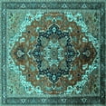 thumbnail image 1 of Ahgly Company Indoor Square Oriental Turquoise Blue Industrial Area Rugs, 7' Square, 1 of 4