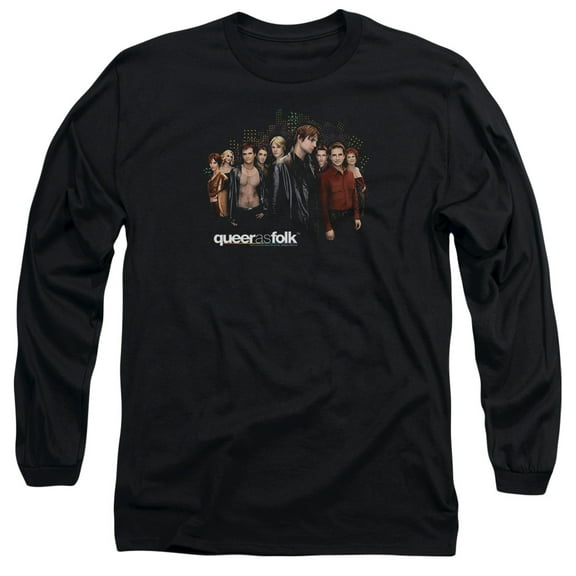 Queer As Folk Title Long Sleeve Adult 18/1 T-Shirt Black