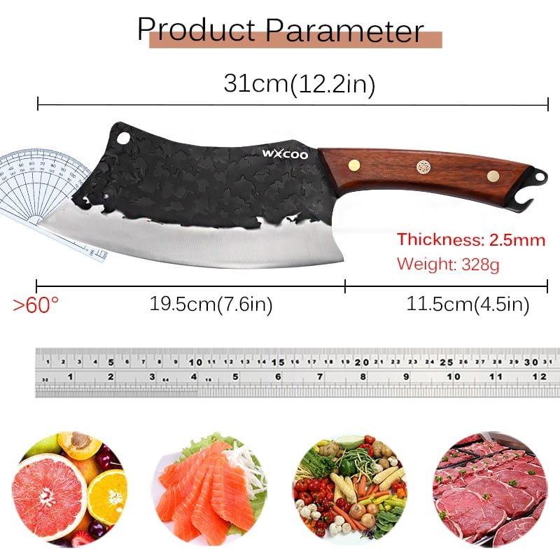 2PCS Handmade Utility Knife Stainless Steel Vegetable Chopper Forged Knife Multipurpose Knife Sharp Chef Knife Unique Knives for Cooking Kitchen Must Haves Fruit Fish Meat Cleaver Cutting Knife
