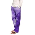 thumbnail image 1 of Pantalones de pijama largos de poliéster para hombre, informales, con estampado a cuadros, holgados y deportivos., 1 of 4