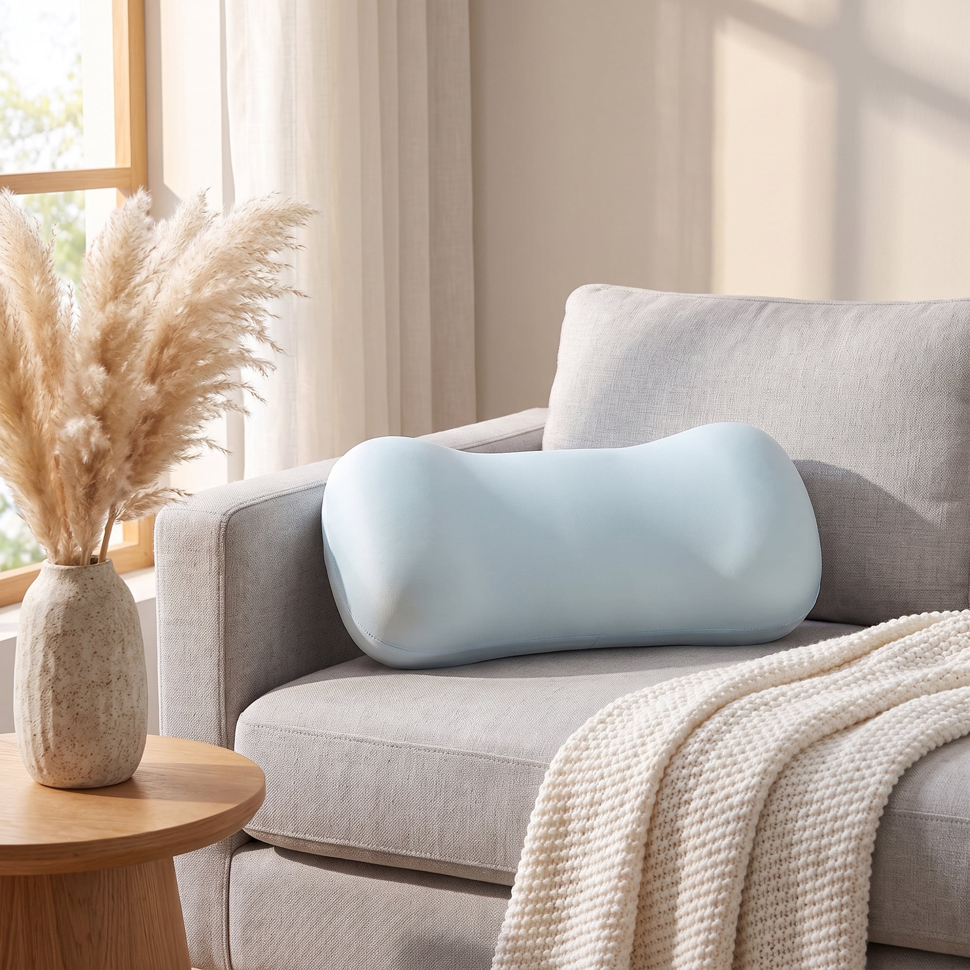 Unique Bargains Neck Pillow Sponge Cervical Support for Sleeping Blue A 16.5"x7.9"x4.3"