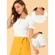 thumbnail image 2 of Allegra K Blusa Fruncida Con Cuello Cuadrado Y Manga Corta Con Volantes Para Mujer Blanco XS Unique Bargains Blusa, 2 of 6