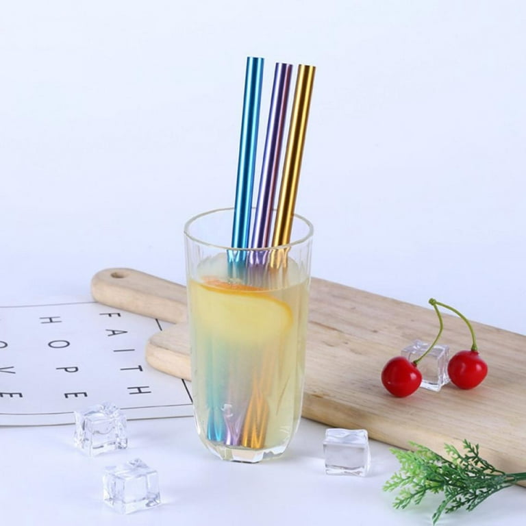 Ezprogear 8 mm Wide Straws (0.31 inch) Metal Stainless Steel Reusable  Drinking Wide Straws for Smoothies and Milkshake with Tips and Canvas Bag  (4M+4MB+4S) 