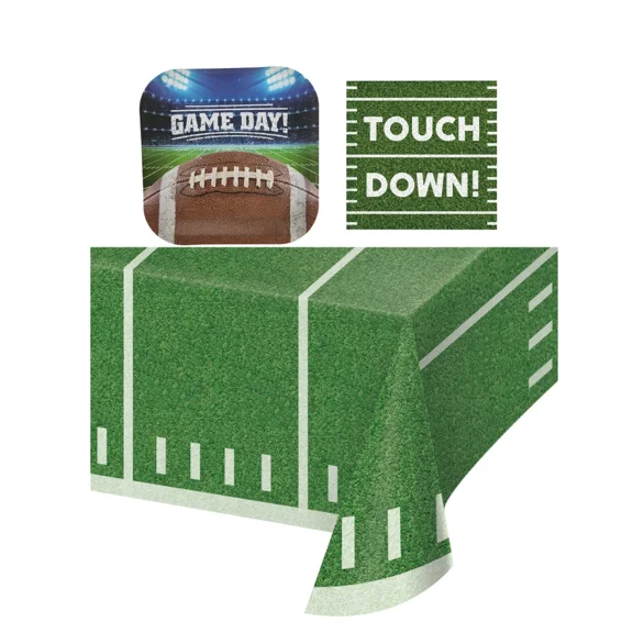 Football Party Supplies: Bundle Includes Dessert Plates And Napkins For 16 Guest