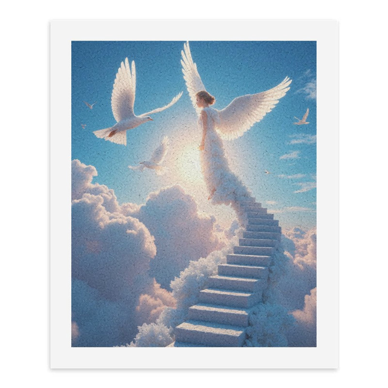 Paint By Numbers Kit for Adults Beginner - Angel Clouds Stairs Doves Sky DIY Canvas Painting Kits for Adults, Frameless Paint By Number for Adults for Home Wall Decor 16x20 Inch